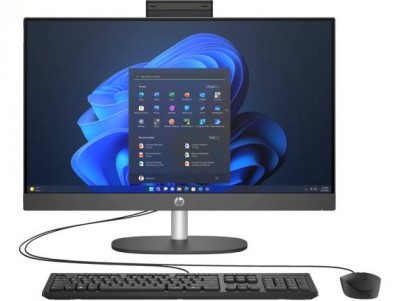 HP All In One 245 G10 NT,  Procesador AMD Ryzen 5 7520U 2.8GHz 4C, 8GB DDR5-6400 RAM (2x4GB Soldada), 256GB SSD M.2, 23.8" FHD, Sin DVD, WiFi 6 + BT 5.3, Webcam 5M, HDMI, RJ45, Windows 11 Pro, 1-1-1, Reemplaza 6H7F0LT