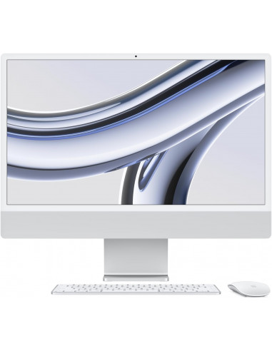 iMac 24 Retina 4.5K con Chip M3 de Apple, CPU de 8 núcleos y GPU de 10 núcleos, 16GB de RAM, 512GB SSD, 2 Thunderbolt 4, 2 USB 3, Gigabit Ethernet, Magic Keyboard con Touch ID, en elegante color Plata