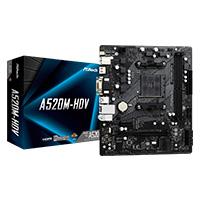 MB ASROCK A520M AMD AM4 / DDR4 4733 / 1 X PCIE 3.0 X16 / D-SUB / DVI-D / HDMI / 6 X USB 3.2 / GAMA BAJA