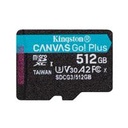 MEMORIA KINGSTON MICRO SDXC CANVAS GO! PLUS 512GB UHS-I U3 V30 A2 CLASE 10 C/ADAPTADOR (SDCG3/512GB)