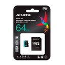 MEMORIA ADATA MICRO SDXC/SDHC 64GB UHS-I 100MB/80MB CLASE 10 V30 A2 C/ADAPTADOR (AUSDX64GUI3V30SA2-RA1)