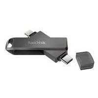 MEMORIA SANDISK 256GB FLASH IXPAND LUXE PARA IPHONE/IPAD LIGHTNING/TIPO-C NEGRO GIRATORIA TAPA DE PLASTICO SDIX70N-256G-GN6NE