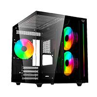GABINETE GAMER BALAM RUSH TANK PRO EVO GM955 / MINI TORRE / MICRO ATX- MINI ITX / PANELES REMOVIBLES / ILUMINACION RGB / VENTILADORES INCLUIDOS / CRISTAL TEMPLADO / NEGRO / BR-937320