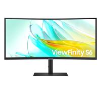 Monitor LED Samsung 34 pulgadas, Ultrawidescreen, ViewFinity S6, WQHD 3440x1440, Negro, HDMI, USB-C, D. Port, Curvo, 1000R, 5ms, HAS, 21:9