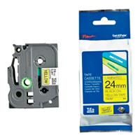CINTA BROTHER LAMINADA NEGRO TZE651 SOBRE AMARILLO DE 24MM DE GROSOR