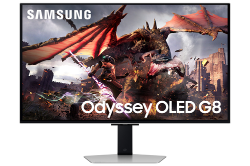 Monitor LED Samsung, 32 pulgadas, 4K UHD (3840 x 2160), flat, Odyssey OLED G8, 0.03ms, FreeSync Premium Pro, 240Hz, D. Port, HDMI, USB hub, WiFi, bocinas