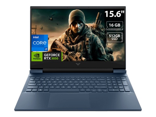 [9S6S2LA] Notebook Consumo HP Victus 15-FA1007LA, Procesador Core i7-12650H 2.50-4.70GHz, 16GB RAM, 512GB SSD, NVIDIA RTX 3050 4GB, Pantalla 15.6" FHD 144Hz, Sin DVD, Windows 11 Home, 1-1-0, Azul