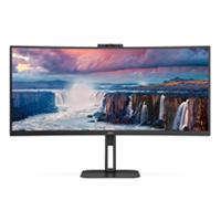 [CU34V5CW/BK] Monitor Curvo AOC, 34 pulgadas, Panel VA, Frecuencia 100Hz, Tiempo de Respuesta 4ms, Flicker-Free, Low Blue Light, Color Negro, HDMI, VGA, DisplayPort, Aspecto 21:9, Resolución 3440x1440, Brillo 300 cd/m²