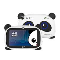 [GPND133A2] Tablet Ghia Panda 7 Pulg,  Modelo A133, Procesador QuadCore, 2GB RAM, 32GB Almacenamiento, 2 Cámaras, WiFi, Bluetooth, 2500mAh, Android 11 Go, Ojos Azules