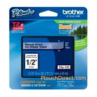 [TZE131] CINTA LAMINADA BROTHER TZE131 12MM NEGRO SOBRE TRANSPARENTE DE 8 METROS