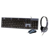 [PC-201700] KIT TECLADO / MOUSE / DIADEMA CON MICROFONO INTEGRADO ALAMBRICOS CONECTOR USB / 3.5MM PERFECT CHOICE - AZUL