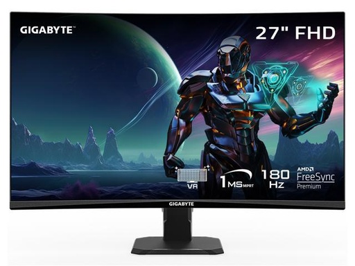 [GS27FC US1] Monitor gaming Gigabyte GS27FC US1, panel VA, 27, FHD, 180Hz, 2x HDMI, DP 1.4, gamer